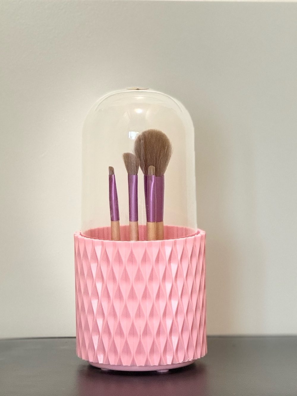 360° Rotating Makeup Brush Holder Organizer w/ Lid + NEW Brushes